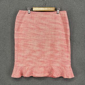 Apostrophe Skirt Womens 10 Pink Tweed Ruffle Hem Lined Pencil‎ Career Workwear